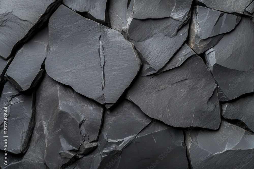 Poster the image is a close up of a rock wall with many large rocks