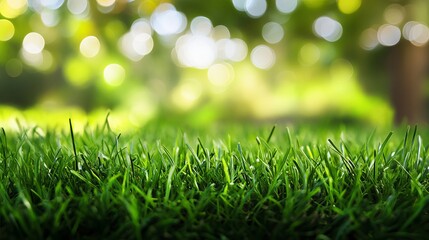 Fototapeta premium Vibrant Green Grass Blades Close Up Nature Background Lush Spring Summer Meadow Fresh Green Grass Texture Sunny Day Natural Background Green Field 