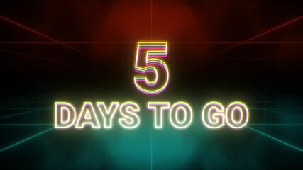 5 days to go countdown has begun animation retro background
