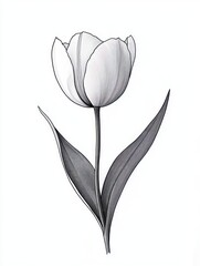 Minimalist Tulip Line Drawing Floral Artwork