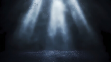 Spotlight with dust particles: atmospheric lighting effect. Ethereal Light Beams. Illustration