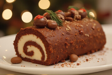 Festive Chocolate Yule Log Dessert