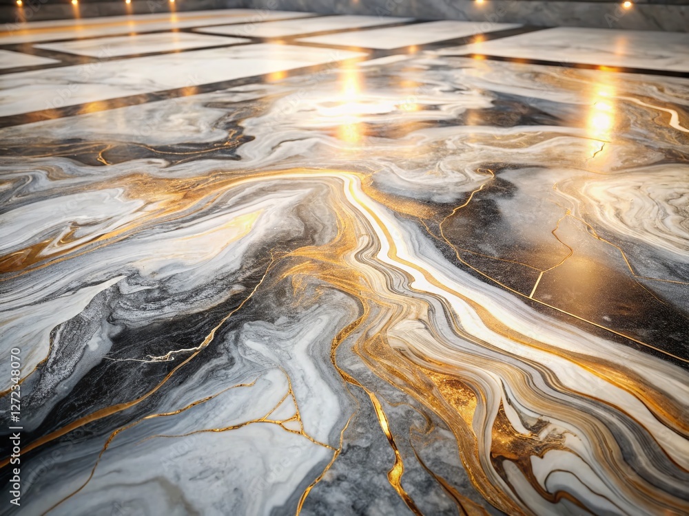 Poster Luxurious Marble Floor Texture: Close-up Abstract Pattern Background