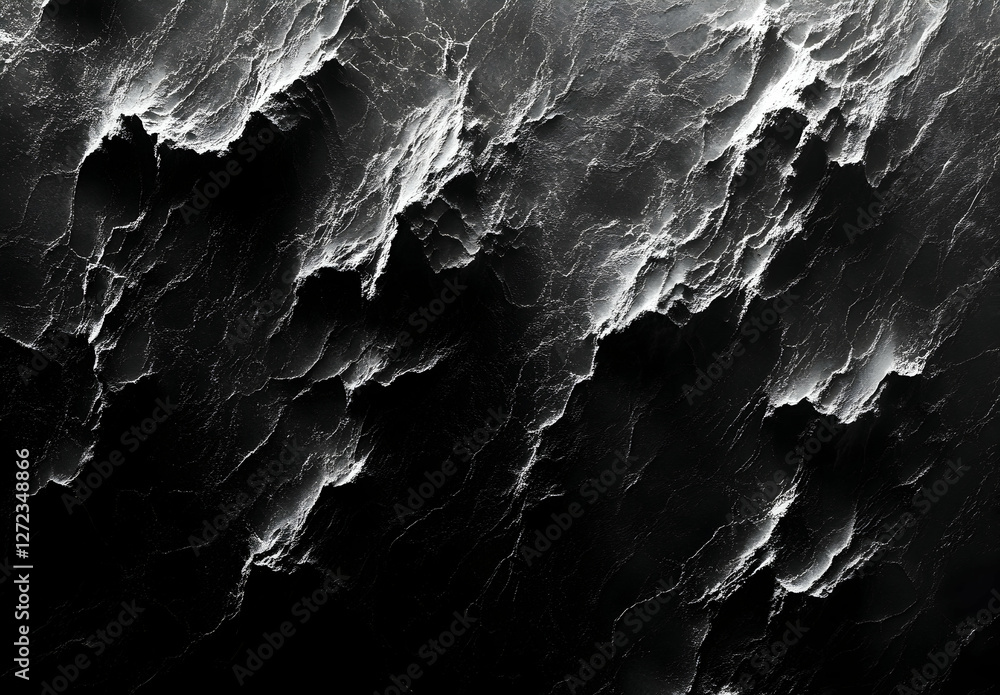 Poster abstract monochrome landscape, evoking a sense of depth and mystery with contrasting light and shado