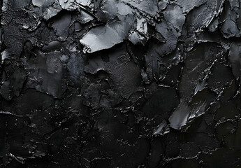 Abstract Nocturne, Textured Depths of a Monochromatic Relief, Capturing the Play of Light on a Deeply Sculpted and Heavily Impastoed Black Surface