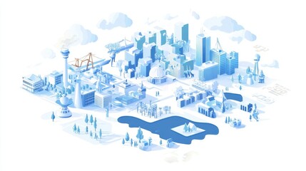 Isometric Cityscape Illustrating Urban Development And Architecture