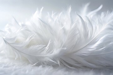 Obraz premium Luxurious White Down Feather Bed, Soft and Fluffy Bedding, Comfortable Sleep, Cozy Bedroom Decor