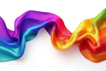 Obraz premium Rainbow Ribbon Border Design for LGBTQ Pride Celebration with Colorful, Vibrant, Wavy Ribbon on White Background