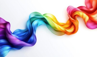 Obraz premium Rainbow Ribbon Flowing Design for LGBTQ Celebration, Colorful Waving Banner Border on White Background