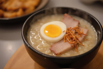 Rice Porridge with Egg and Meat