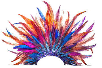 Vibrant feather headpiece costume design studio colorful creative