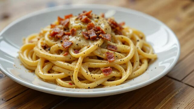 Delicious Creamy Pasta with Crispy Bacon