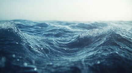Fototapeta premium Ocean waves, close-up view, tranquil sea, soft light background, digital art
