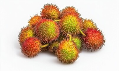 A vibrant pile of rambutan fruits showcasing their unique spiky texture and colors