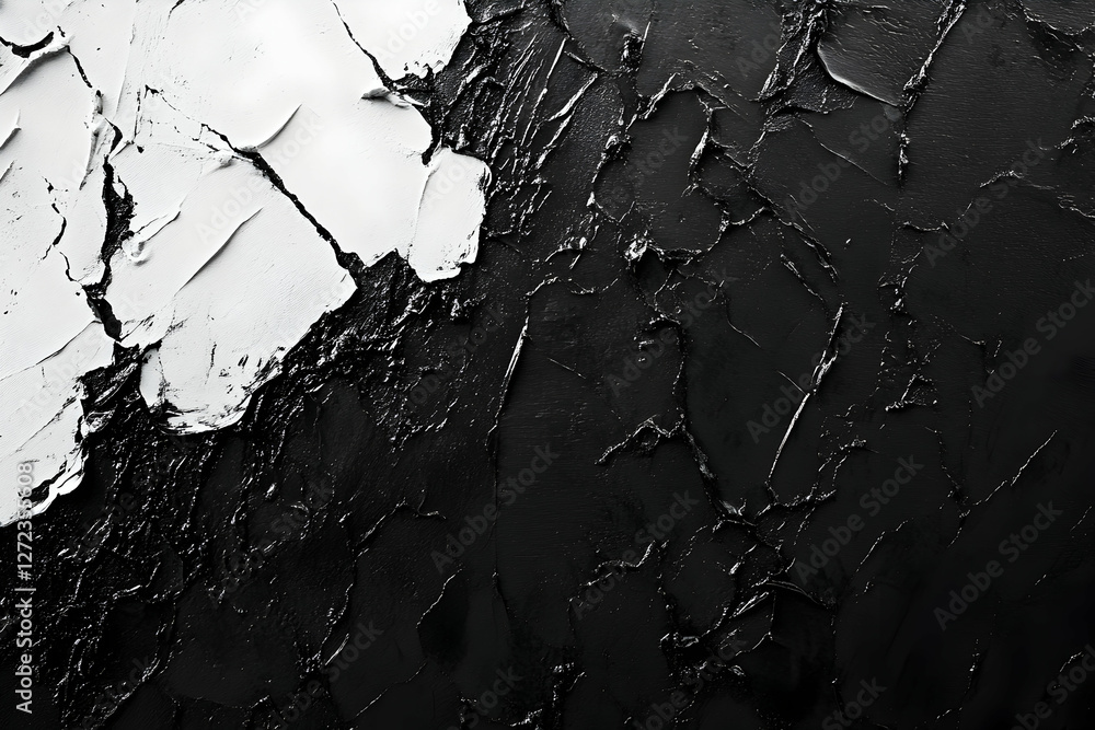 Poster contrasting hues, a textured monochrome abstract painting showcasing the dynamic interplay between l