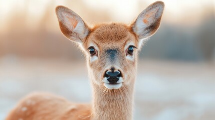 Obraz premium Deer Portrait in Winter Meadow