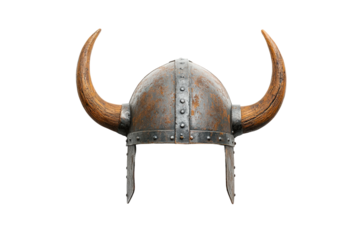 Indoor display of viking helmets historical artefacts on view