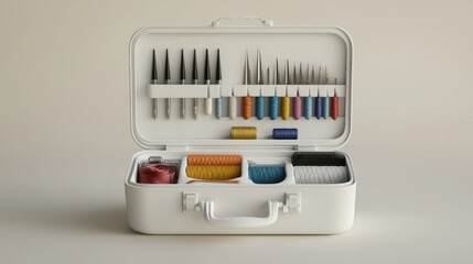 White craft kit, tools, studio, beige