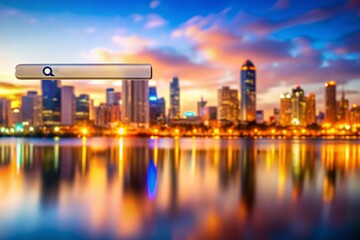 Fototapeta premium Macro Close-up of a San Diego Search Bar Reflection, Detailed Texture and Vibrant Colors