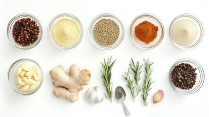 Spices, herbs, white, studio, food, recipe