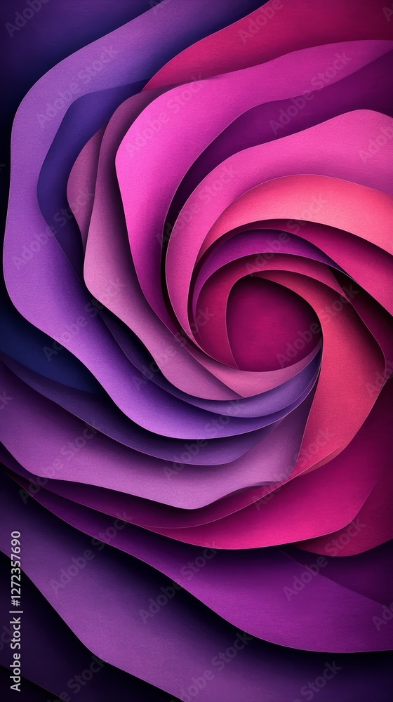 Sticker Abstract swirl of vibrant purples and pinks. Layers create depth and texture, reminiscent of a blooming flower.