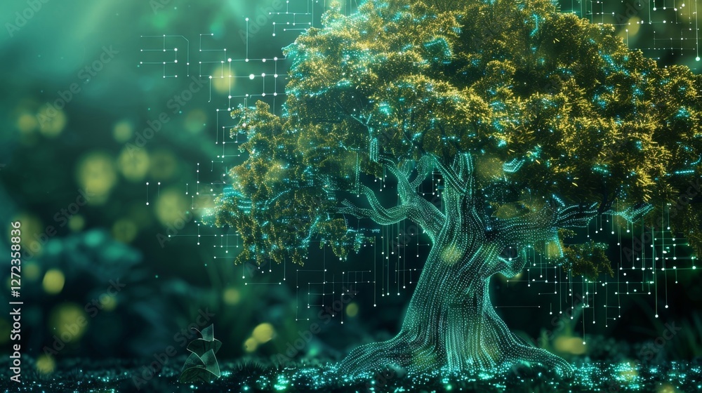 Poster the trunk of this tree represents the foundation of digital currency with each branch representing a