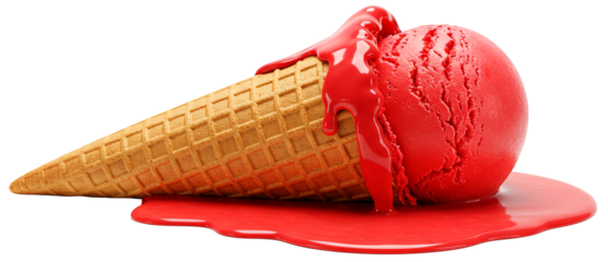 Red berry Melting Ice Cream Cone