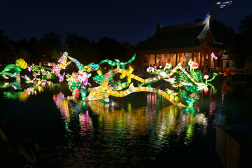 architecture, christmas, water, asia, china, lake, building, palace, house, travel, night, temple, garden, japan, sky, city, reflection, pond, street, traditional, town, tree, tokyo, tourism, park