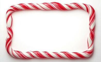 Fototapeta premium Candy Cane Christmas Frame Twisted Red White Decorative Border Template for Holiday Cards and Banners