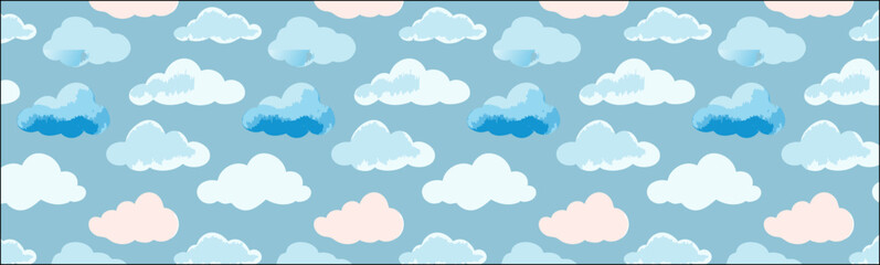 Sky with clouds simple pattern print, vector background