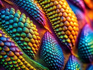 Obraz premium Macro Dinosaur Attack Fashion Print: Close-up Claws & Scales Textile Design