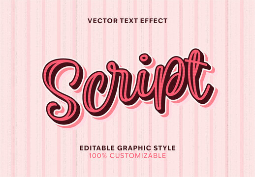 Pink and Brown Script Font Retro Handwritten Cursive Text Effect