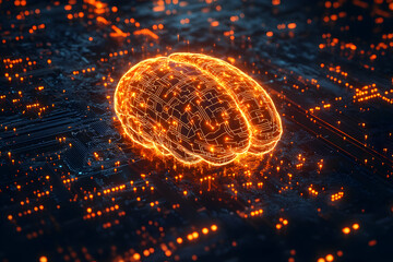 Illuminated Brain Circuitry, Visualizing Cognitive Processing and Artificial Intelligence Integration for Enhanced Computing Power