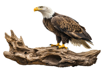 Obraz premium Eagle perched on driftwood wildlife photography nature scene