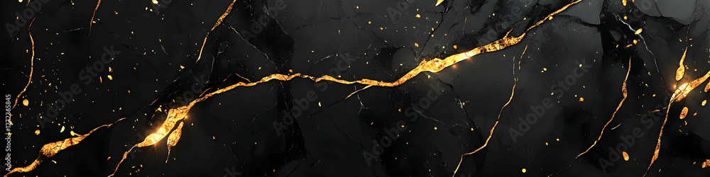 Poster luxurious dark backdrop with gleaming gold fissures, elegant design perfect for adding a touch of op