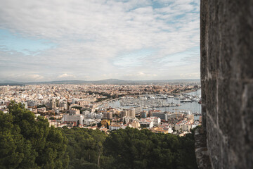 Bellver Castle in Palma de Mallorca. View of the city from the castle.