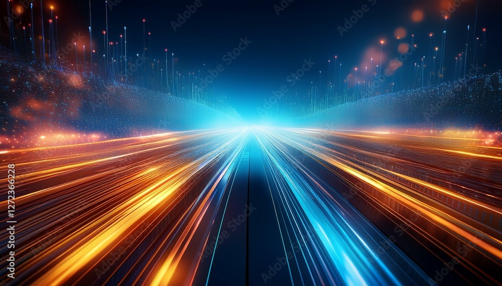 Poster future technology with high speed internet large data transfer with new fiber optic cable. generated