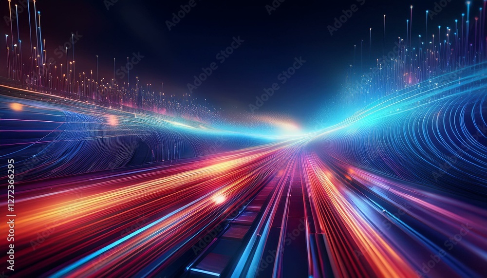 Poster future technology with high speed internet large data transfer with new fiber optic cable. generated