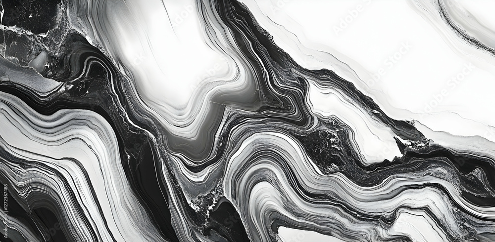 Poster monochromatic abstract marble texture evoking sophisticated elegance and fluid dynamics with flowing