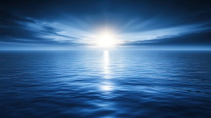 Obraz premium Serene Ocean Sunset Rays Shining Brightly