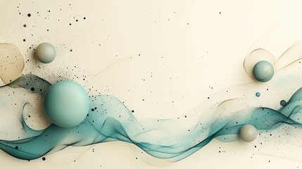  Abstract wave and sphere composition with beige background conveying calmness and creativity in modern design