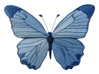 PNG Blue butterfly in embroidery style animal insect invertebrate.