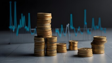 yield from asset management and investments. The graph and coins were stacked.