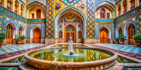 Obraz premium Macro Photography: Kashan's Tabatabaei House Fountain Details - Iranian Architecture