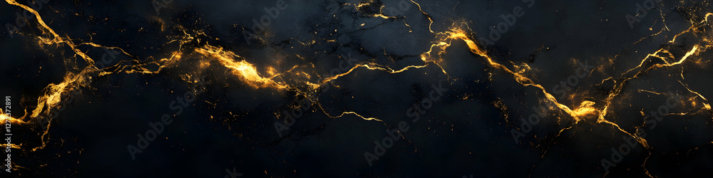 Poster striking contrast between deep charcoal backdrop and luminous gold veins creating an opulent and sop