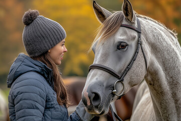 Obraz premium Horse Examination, Veterinarian, Horse Owner, Horses, Equine Stables, Horse Farm, Horse Portrait, Realistic Photography