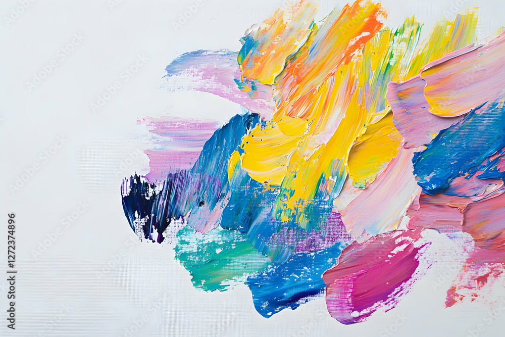 Poster vibrant strokes of acrylic paint on canvas create an abstract explosion of color, perfect for backgr