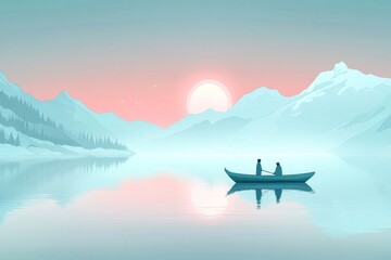 Serene Sunrise Boat Ride in the Mountains