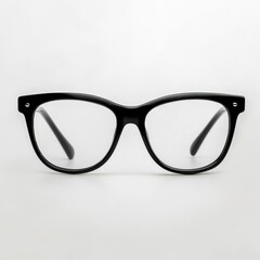 Black-rimmed glasses on white background for clear vision, seeing well