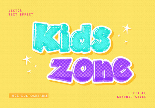 Blue and Purple Kids Font Playful Cartoon Bubble Text Effect